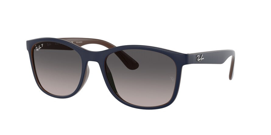 Ray-Ban RB4374 Square Sunglasses  6601M3-MATTE BLUE ON BROWN 56-19-145 - Color Map blue
