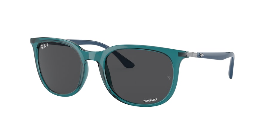 Ray-Ban RB4386F Pillow Sunglasses  6651K8-TRANSPARENT TURQUOISE 55-20-145 - Color Map blue