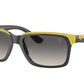 Ray-Ban RB4393M Rectangle Sunglasses  F62411-GREY ON RUBBER YELLOW 56-18-140 - Color Map grey