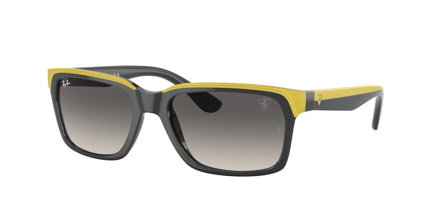 Ray-Ban RB4393M Rectangle Sunglasses  F62411-GREY ON RUBBER YELLOW 56-18-140 - Color Map grey