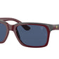 Ray-Ban RB4393M Rectangle Sunglasses  F67980-DARK RED ON RUBBER GREY 56-18-140 - Color Map red