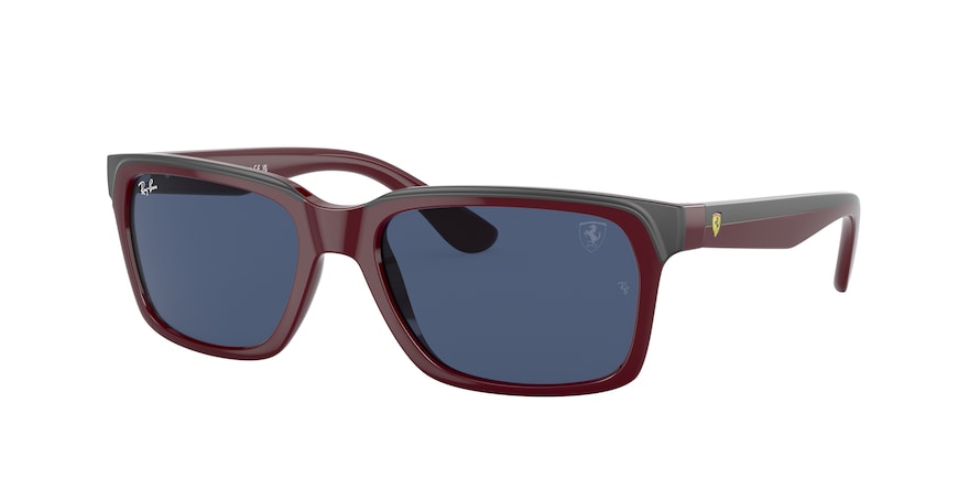 Ray-Ban RB4393M Rectangle Sunglasses  F67980-DARK RED ON RUBBER GREY 56-18-140 - Color Map red