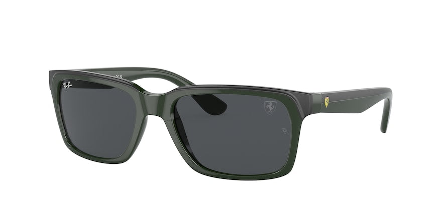 Ray-Ban RB4393M Rectangle Sunglasses  F68087-FIORANO GREEN ON RUBBER BLACK 56-18-140 - Color Map green