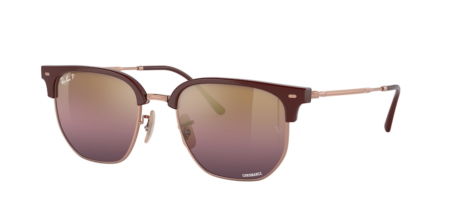 Ray-Ban NEW CLUBMASTER RB4416F Irregular Sunglasses  6654G9-BORDEAUX ON ROSE GOLD 55-20-145 - Color Map bordeaux