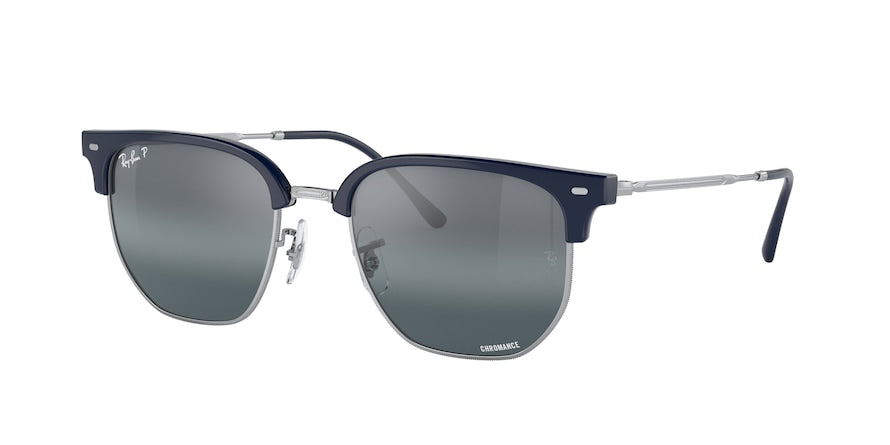 Ray-Ban NEW CLUBMASTER RB4416F Irregular Sunglasses  6656G6-DARK BLUE ON SILVER 55-20-145 - Color Map blue