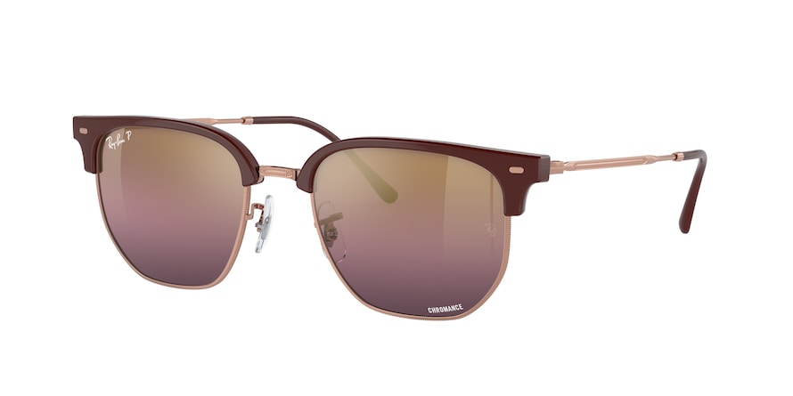 Ray-Ban NEW CLUBMASTER RB4416 Irregular Sunglasses  6654G9-BORDEAUX  ON ROSE GOLD 53-20-145 - Color Map blue