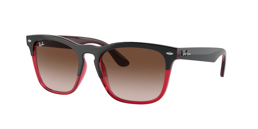 Ray-Ban STEVE RB4487F Square Sunglasses  663113-GREY ON TRANSPARENT RED 54-18-145 - Color Map grey