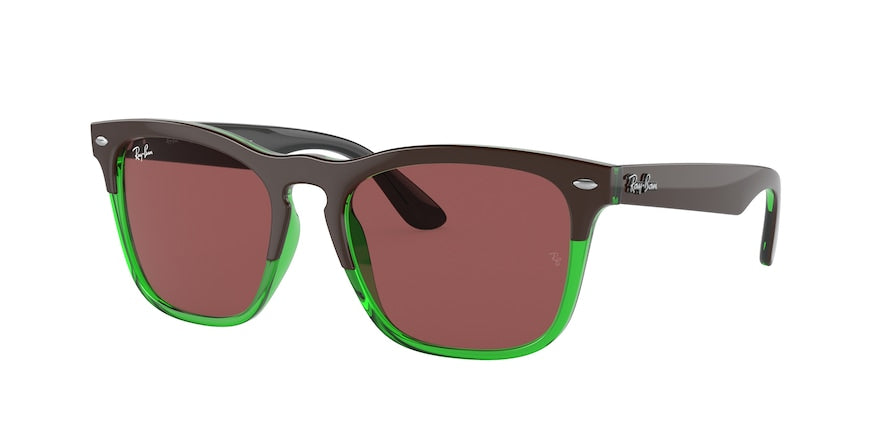 Ray-Ban STEVE RB4487F Square Sunglasses  663469-DARK BROWN ON TRANSP GREEN 54-18-145 - Color Map brown