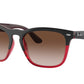 Ray-Ban STEVE RB4487 Square Sunglasses  663113-GREY ON TRANSPARENT RED 54-18-145 - Color Map grey