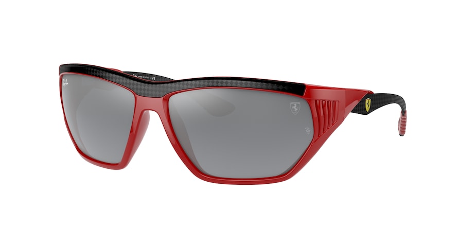 Ray-Ban RB8359M Irregular Sunglasses  F6636G-RED 64-16-130 - Color Map red