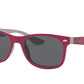 Ray-Ban Junior JUNIOR NEW WAYFARER RJ9052S Square Sunglasses  177/87-RED FUXIA ON GREY 47-15-125 - Color Map pink