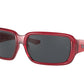Ray-Ban Junior RJ9072S Rectangle Sunglasses  707787-TRANSPARENT RED 55-14-105 - Color Map red