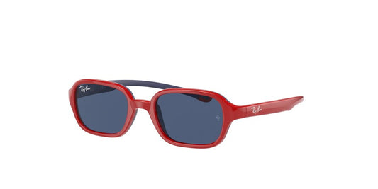 Ray-Ban Junior RJ9074S Rectangle Sunglasses  709380-RED ON RUBBER BLUE 41-16-130 - Color Map red