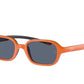 Ray-Ban Junior RJ9074S Rectangle Sunglasses  709587-ORANGE ON RUBBER BLACK 39-16-120 - Color Map orange