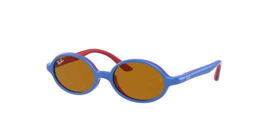 Ray-Ban Junior RJ9145S Oval Sunglasses  7084/3-BLU ON RUBBER RED 44-16-115 - Color Map blue
