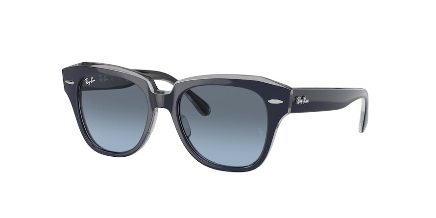 Ray-Ban Junior JUNIOR STATE STREET RJ9186S Square Sunglasses  71178F-BLUE ON TRANSPARENT GREY 46-15-130 - Color Map blue