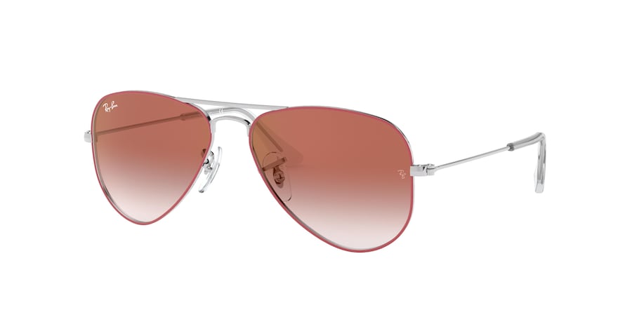Ray-Ban Junior JUNIOR AVIATOR RJ9506S Pilot Sunglasses  274/V0-RED ON SILVER 50-13-120 - Color Map red