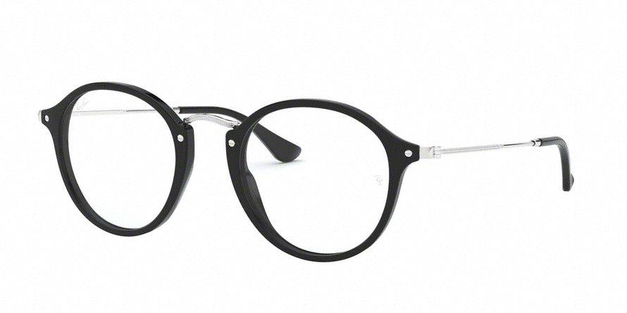 Ray-Ban Optical ROUND RX2447V Round Eyeglasses  2000-BLACK 49-21-145 - Color Map black