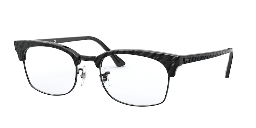 Ray-Ban Optical CLUBMASTER SQUARE RX3916V Rectangle Eyeglasses  8049-WRINNKLED BLACK ON BLACK 50-21-140 - Color Map black