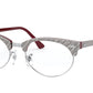 Ray-Ban Optical CLUBMASTER OVAL RX3946V Oval Eyeglasses  8050-WRINKLED GREY ON BORDEAUX 52-19-145 - Color Map silver