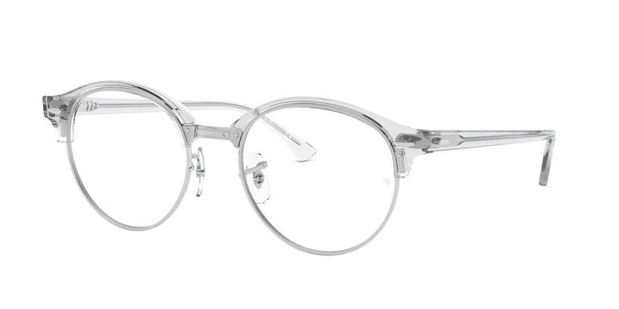 Ray-Ban Optical CLUBROUND RX4246V Round Eyeglasses  2001-WHITE TRANSPARENT 49-19-140 - Color Map clear