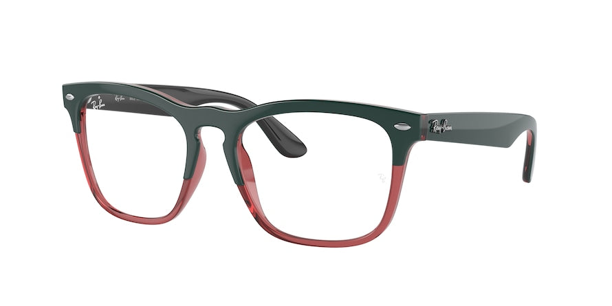 Ray-Ban Optical STEVE RX4487VF Square Eyeglasses  8194-DARK GREEN ON TRANS LIGHT RED 54-18-145 - Color Map green