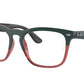 Ray-Ban Optical STEVE RX4487V Square Eyeglasses  8194-DARK GREEN ON TRANS LIGHT RED 54-18-145 - Color Map green
