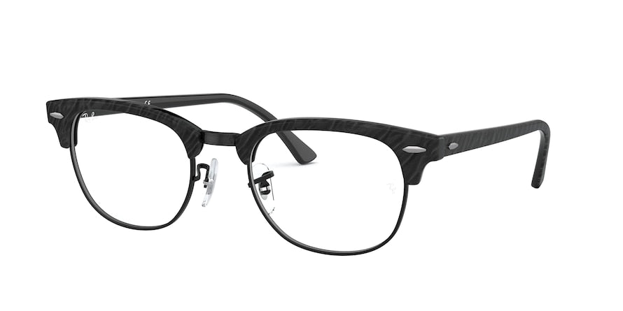 Ray-Ban Optical CLUBMASTER RX5154 Square Eyeglasses  8049-WRINNKLED BLACK ON BLACK 51-21-145 - Color Map black