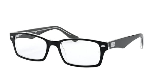 Ray-Ban Optical RX5206 Rectangle Eyeglasses  2034-BLACK ON TRANSPARENT 54-18-145 - Color Map black