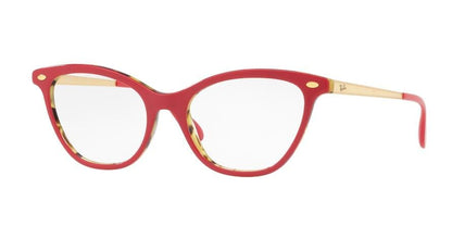Ray-Ban Optical RX5360F Cat Eye Eyeglasses  5714-TOP BORDEAUX ON HAVANA GREEN 54-18-145 - Color Map bordeaux