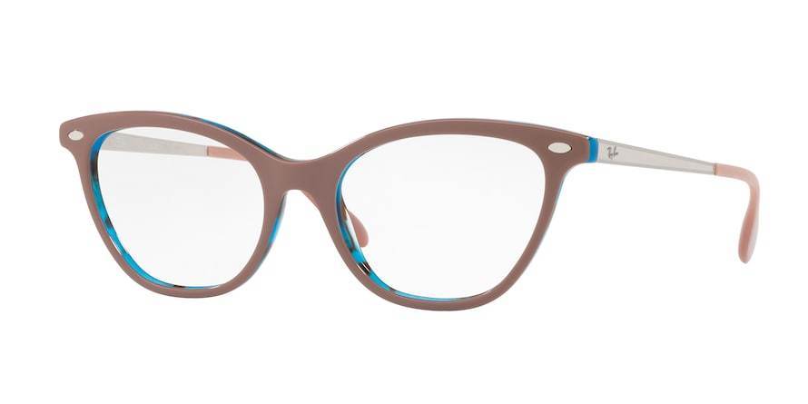 Ray-Ban Optical RX5360F Cat Eye Eyeglasses  5715-TOP LIGHT BROWN ON HAVANA BLUE 54-18-145 - Color Map blue