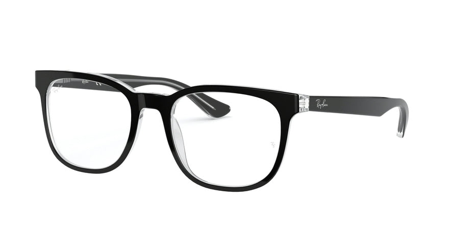 Ray-Ban Optical RX5369F Square Eyeglasses  2034-BLACK ON TRANSPARENT 54-18-145 - Color Map black