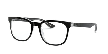 Ray-Ban Optical RX5369 Square Eyeglasses  2034-BLACK ON TRANSPARENT 52-18-145 - Color Map black