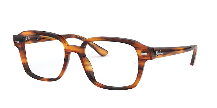 Ray-Ban Optical RX5382 Square Eyeglasses  2144-STRIPED RED HAVANA 52-18-150 - Color Map havana