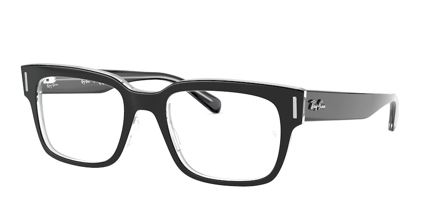 Ray-Ban Optical JEFFREY RX5388 Square Eyeglasses  2034-BLACK ON TRANSPARENT 53-20-150 - Color Map black
