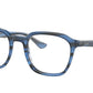 Ray-Ban Optical RX5390 Square Eyeglasses  8053-STRIPED BLUE 52-21-145 - Color Map blue