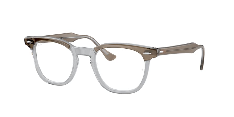 Ray-Ban Optical HAWKEYE RX5398F Square Eyeglasses  8112-BROWN ON TRASPARENT GRAY 50-21-145 - Color Map brown