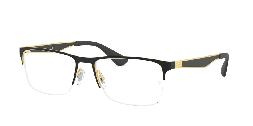 Ray-Ban Optical RX6335 Rectangle Eyeglasses  2890-BLACK ON ARISTA 56-17-145 - Color Map black