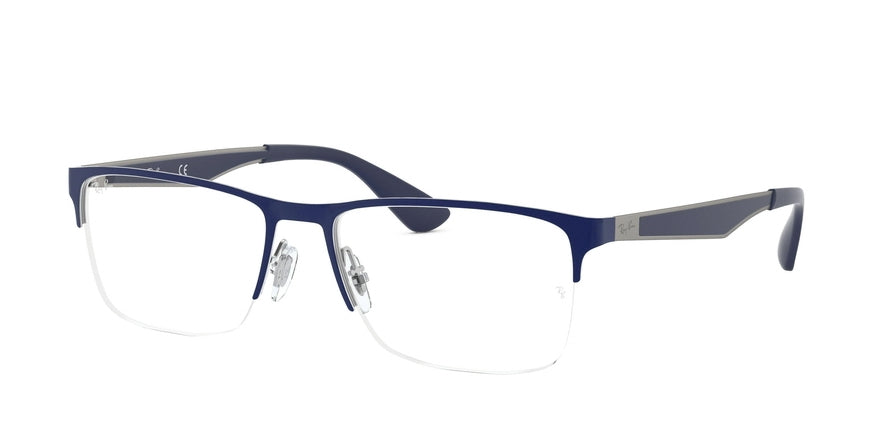 Ray-Ban Optical RX6335 Rectangle Eyeglasses  2947-BLUE ON GUNMETAL 56-17-145 - Color Map blue