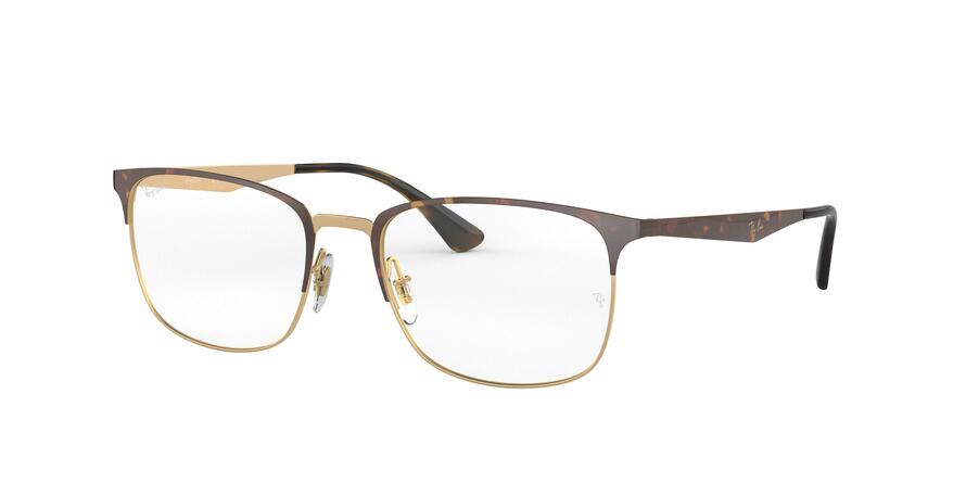 Ray-Ban Optical RX6421 Square Eyeglasses  3001-HAVANA ON ROSE GOLD 54-18-145 - Color Map havana