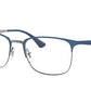 Ray-Ban Optical RX6421 Square Eyeglasses  3041-MATTE BLUE ON GUNMETAL 54-18-145 - Color Map blue