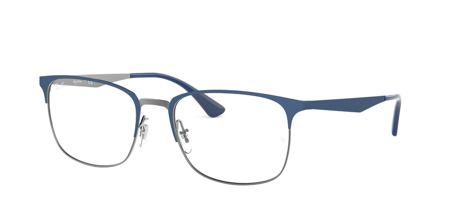 Ray-Ban Optical RX6421 Square Eyeglasses  3041-MATTE BLUE ON GUNMETAL 54-18-145 - Color Map blue