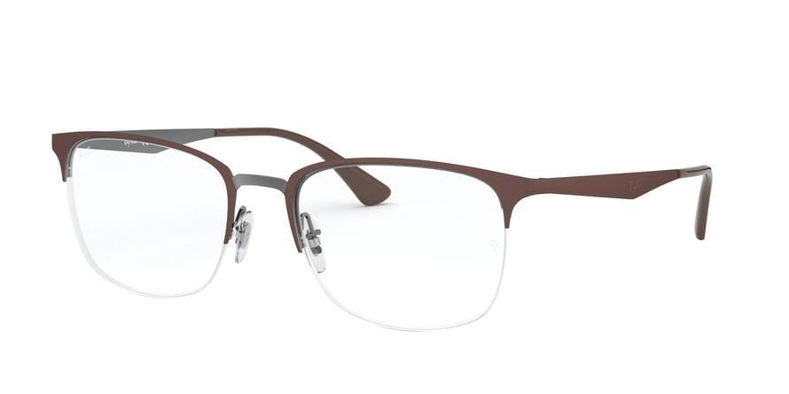 Ray-Ban Optical RX6433 Square Eyeglasses  3040-TOP MATTE BROWN ON GUNMETAL 53-19-145 - Color Map brown