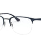 Ray-Ban Optical RX6433 Square Eyeglasses  3041-TOP MATTE BLUE ON GUNMETAL 53-19-145 - Color Map blue