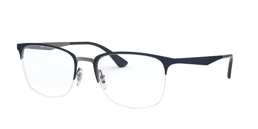 Ray-Ban Optical RX6433 Square Eyeglasses  3041-TOP MATTE BLUE ON GUNMETAL 53-19-145 - Color Map blue