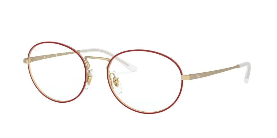 Ray-Ban Optical RX6439 Oval Eyeglasses  3052-MATT RED ON RUBBER GOLD 54-18-140 - Color Map red