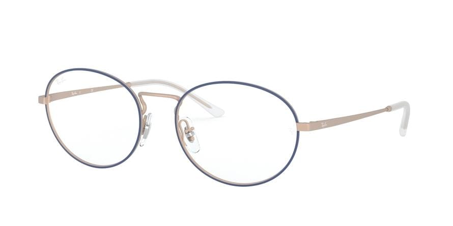 Ray-Ban Optical RX6439 Oval Eyeglasses  3053-MATT BLUE ON RUBBER COPPER 54-18-140 - Color Map blue