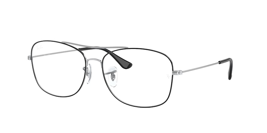 Ray-Ban Optical RX6499 Pillow Eyeglasses  2983-BLACK ON SILVER 57-15-145 - Color Map black