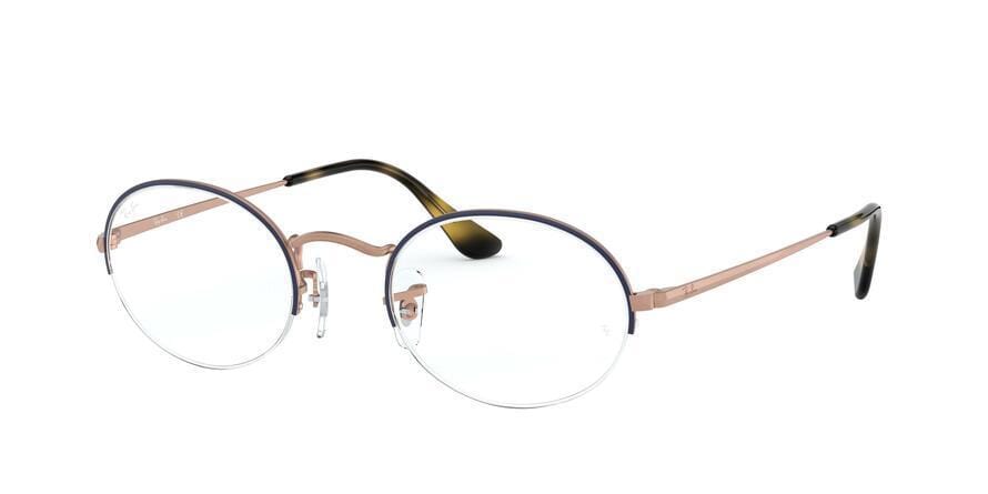 Ray-Ban Optical OVAL GAZE RX6547 Oval Eyeglasses  3035-TOP BLU ON MATTE COPPER 49-22-145 - Color Map blue