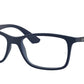 Ray-Ban Optical RX7047 Square Eyeglasses  5450-MATTE TRANSPARENT BLUE 56-17-145 - Color Map blue